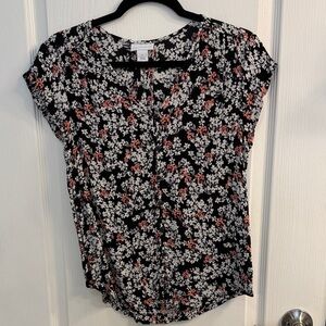 Liz Claiborne Black Floral Blouse
